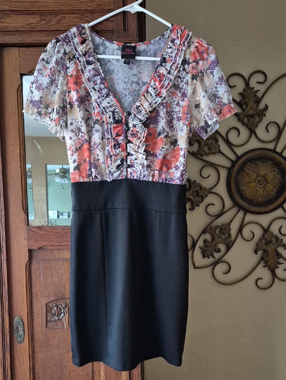 2B Bebe Floral Ruffle Bodice with Black Skirt